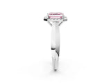 Silver Fancy Pink Asscher  Cut Halo Solitaire Engagement Ring with Square Band and Four-Prong Setting_26