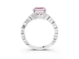 Silver Fancy Pink Asscher Cut Solitaire Diamond Ring with Infinity Twist Band and Four-Prong Setting_15