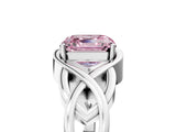 Silver Fancy Pink Asscher Cut Solitaire Intertwined Band Prong Setting Ring_11
