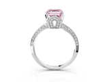 Silver Fancy Pink Asscher Cut Solitaire Split Shank Pave Diamond Engagement Ring with Four-Prong Setting_57
