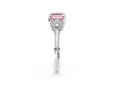 Silver Fancy Pink Asscher Cut Solitaire Split Shank Pave Diamond Engagement Ring with Four-Prong Setting_8