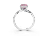 Silver Fancy Pink Asscher Cut Solitaire Twist Pave Diamond Engagement Ring with Prong Setting_45