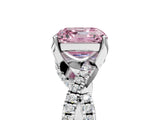 Silver Fancy Pink Asscher Cut Solitaire Twist Pave Diamond Engagement Ring with Prong Setting_47
