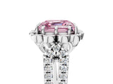 Silver Fancy Pink Asscher  Halo Diamond Floral Split Shank Engagement Ring 5