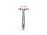 Silver Fancy Pink Asscher  Halo Milgrain Pave Diamond Ring with Four-Prong Setting 4
