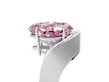 Silver Fancy Pink Asscher  Solitaire Diamond Engagement Ring with Pave Band and Four-Prong Setting 5