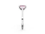 Silver Fancy Pink Asscher  Solitaire Diamond Ring with Four-Prong Setting and Tapered Band 3