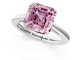 Silver Fancy Pink Asscher  Solitaire Diamond Ring with Split Shank and Four-Prong Setting_13