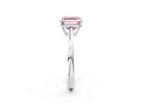 Silver Fancy Pink Asscher  Solitaire Diamond Ring with Split Shank and Four-Prong Setting_14