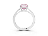 Silver Fancy Pink Asscher  Solitaire Diamond Ring with Split Shank and Four-Prong Setting_15