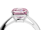 Silver Fancy Pink Asscher  Solitaire Diamond Ring with Split Shank and Four-Prong Setting_16