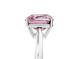 Silver Fancy Pink Asscher  Solitaire Diamond Ring with Split Shank and Four-Prong Setting_17