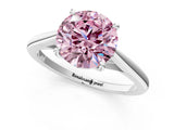 Silver Fancy Pink Asscher  Solitaire Engagement Ring with Four-Prong Setting and Classic Band 2