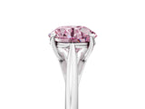 Silver Fancy Pink Asscher  Solitaire Engagement Ring with Four-Prong Setting and Classic Band