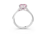 Silver Fancy Pink Asscher  Solitaire Engagement Ring with Six-Prong Setting and Classic Band 3