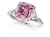 Silver Fancy Pink Asscher  Solitaire Twist Band Six-Prong Setting 1