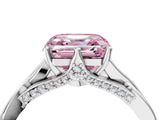 Silver Fancy Pink Asscher  Solitaire Twist Band Six-Prong Setting 4