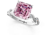Silver Fancy Pink Asscher  Solitaire Twisted Band with Prong Setting 1