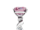Silver Fancy Pink Asscher  Solitaire Twisted Band with Prong Setting 5