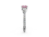 Silver Fancy Pink Cushion  Brilliant Diamond Solitaire with Pavé Band and Four-Prong Setting 3