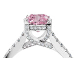 Silver Fancy Pink Cushion  Brilliant Diamond Solitaire with Pavé Band and Four-Prong Setting 5