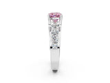Silver Fancy Pink Cushion  Brilliant Solitaire with Side Stones on a Pave Band and Four-Prong Setting_26