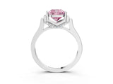 Silver Fancy Pink Cushion Cut Brilliant Solitaire Diamond Ring with Channel Set Band and Bar Prong Setting_69