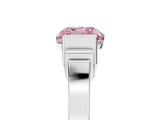 Silver Fancy Pink Cushion Cut Brilliant Solitaire Diamond Ring with Channel Set Band and Bar Prong Setting_71