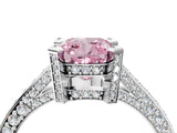 Silver Fancy Pink Cushion Cut Brilliant Split Shank Pave Solitaire Ring with Four-Prong Setting_10