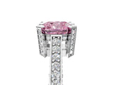 Silver Fancy Pink Cushion Cut Brilliant Split Shank Pave Solitaire Ring with Four-Prong Setting_11