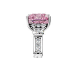 Silver Fancy Pink Cushion Cut Brilliant Three-Stone Pave Band with Four-Prong Setting_11