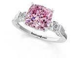 Silver Fancy Pink Cushion Cut Brilliant Three-Stone Pave Band with Four-Prong Setting_7
