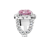Silver Fancy Pink Cushion Cut Cut Diamond Halo Engagement Ring with Open Split Pavé Band_11