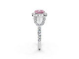 Silver Fancy Pink Cushion Cut Cut Diamond Halo Engagement Ring with Open Split Pavé Band_8