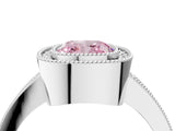 Silver Fancy Pink Cushion Cut-Cut Diamond Halo Engagement Ring with Pave Band and Prong Setting_16