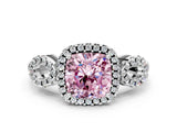 Silver Fancy Pink Cushion Cut Cut Halo Diamond Infinity Band with Four-Prong Setting_6