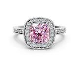 Silver Fancy Pink Cushion Cut Cut Halo Pavé Diamond Ring_6