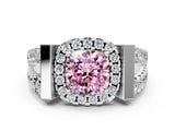 Silver Fancy Pink Cushion Cut Cut Halo Split Shank Prong Set Ring_6