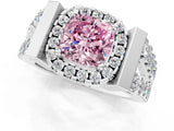 Silver Fancy Pink Cushion Cut Cut Halo Split Shank Prong Set Ring_7