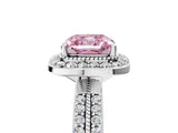Silver Fancy Pink Cushion Cut Diamond Double Halo Ring with Split Shank and Four-Prong Setting_11