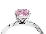 Silver Fancy Pink Cushion Cut Diamond Engagement Ring with Side Stone Accents and Four-Prong Setting_16