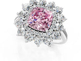 Silver Fancy Pink Cushion Cut Diamond Floral Double Halo Engagement Ring with Prong Setting_187