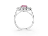 Silver Fancy Pink Cushion Cut Diamond Floral Double Halo Engagement Ring with Prong Setting_45