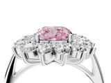 Silver Fancy Pink Cushion Cut Diamond Floral Double Halo Engagement Ring with Prong Setting_46