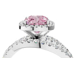 Silver Fancy Pink Cushion Cut Diamond Halo Ring with Round Split Shank and Prong Setting_4
