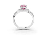 Silver Fancy Pink Cushion Cut Diamond Halo Ring with Split Shank and Bezel Accents and Four-Prong Setting_9