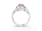 Silver Fancy Pink Cushion Cut Diamond Halo Ring with Split Shank and Bezel Accents and Prong Setting_9