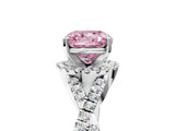 Silver Fancy Pink Cushion Cut Diamond  Halo Twist Band Solitaire Prong Setting Ring_17