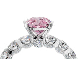 Silver Fancy Pink Cushion Cut Diamond Side Stone Engagement Ring with Four-Prong Setting_22
