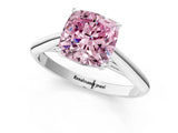 Silver Fancy Pink Cushion Cut Diamond Solitaire Engagement Ring with Cathedral Setting and Four-Prong Mount_13